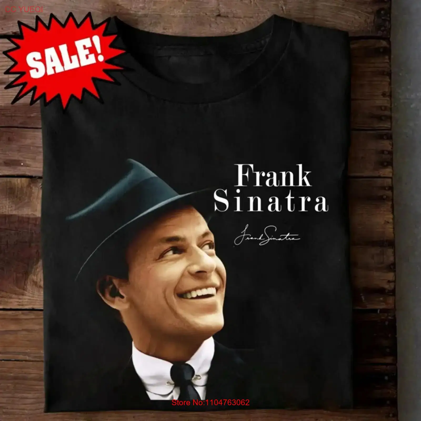 Mens Fashion Black Shirt - YENİ Frank Sinatra Siyah Pamuklu Tişört