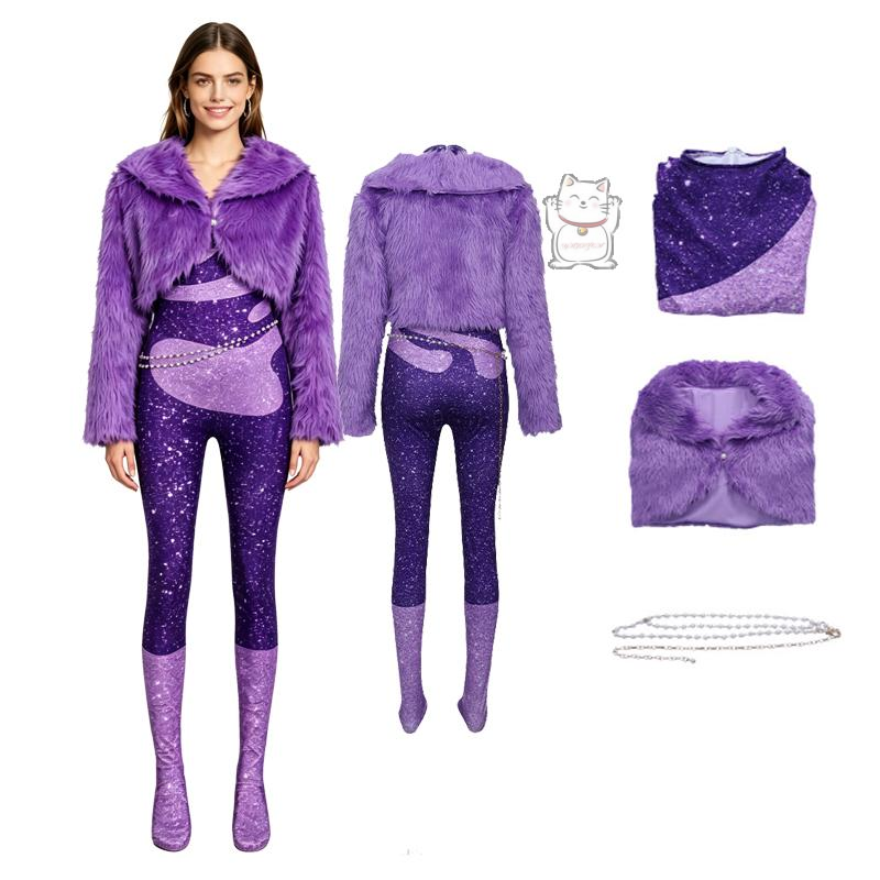 Mens Fashion Jumpsuit - Anime Hayvan Partisi Shakira Kürk Mor