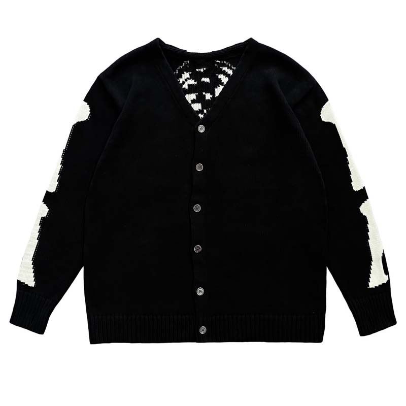 Men'S Fashion V Neck Sweater - Kapital Vintage Hirata Kemik İskelet Retro