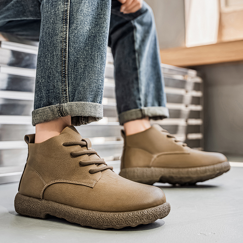 Men'S Fashion Footwear - Erkek Ayak Bileği Botları Kahverengi Kısa