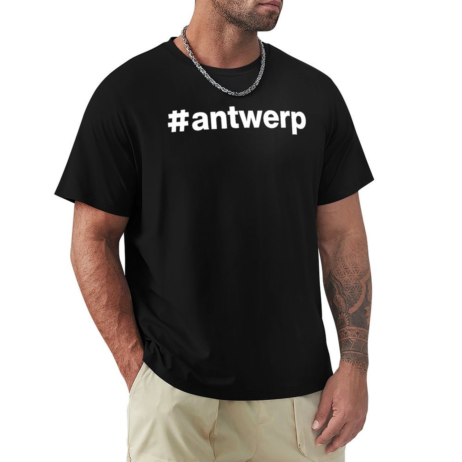 Mens Fashion Hashtags - Hashtag Antwerp Tişört Moda Desenli Baskılı