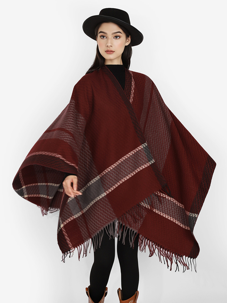 Mens Fashion Poncho - Kışlık Kadın Erkek Atkı Katmanlı Panço