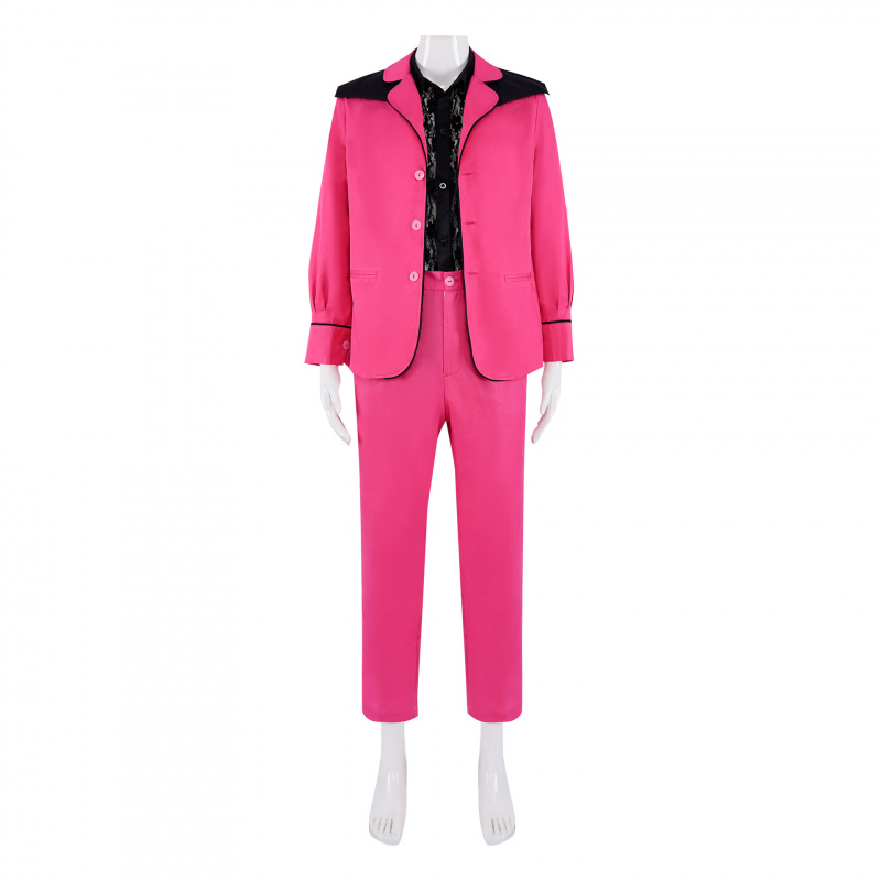Mens Fashion Black Shirt - Film Elvis Presley Kostüm Pembe Lacket