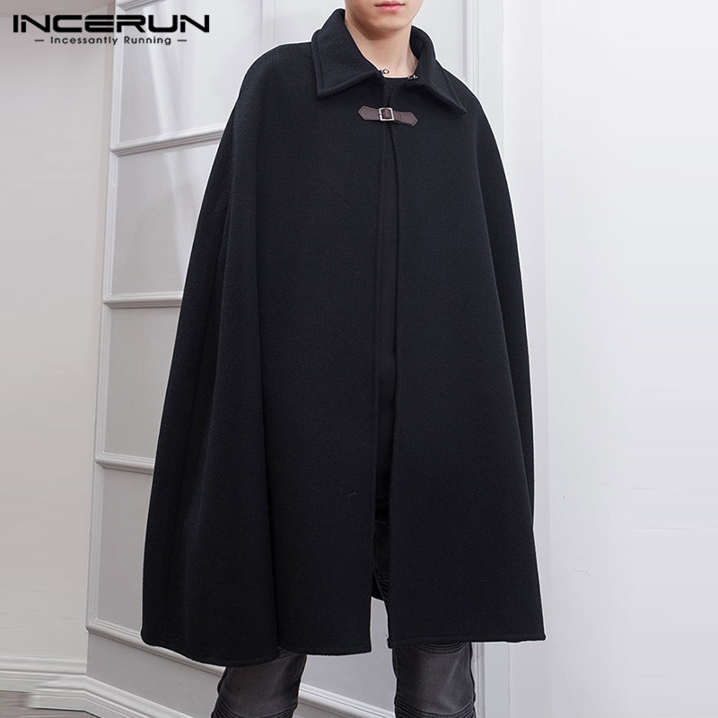 Mens Fashion Poncho - Moda erkek pelerin mont yaka düz