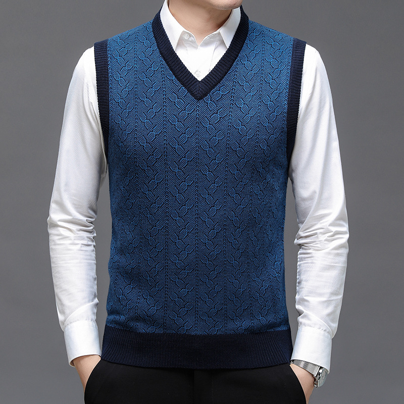 Men'S Fashion V Neck Sweater - KAHVE Marka Kazak Erkek Giysileri 2026