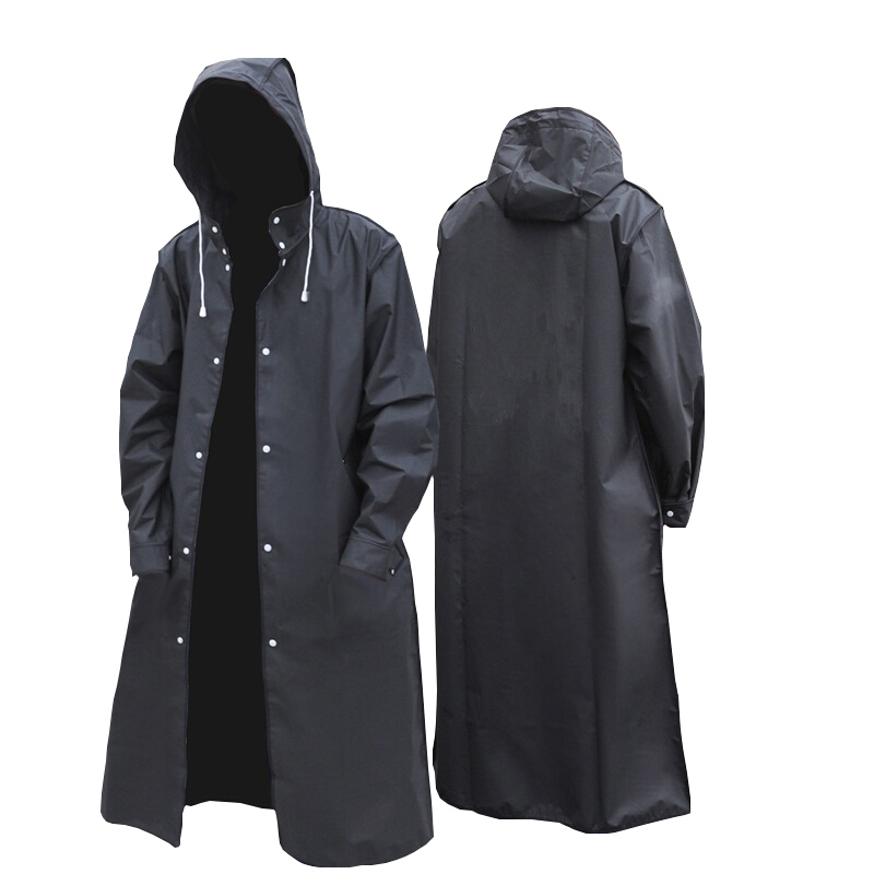 Mens Fashion Poncho - Siyah Moda Yetişkin Su Geçirmez Uzun