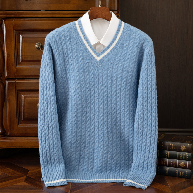 Men'S Fashion V Neck Sweater - Sonbahar ve kış yeni kalınlaşmış 100