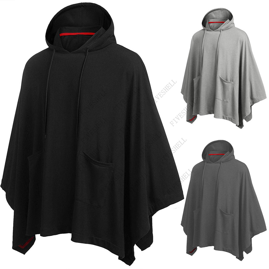 Mens Fashion Poncho - Unisex rahat kapüşonlu panço pelerin moda