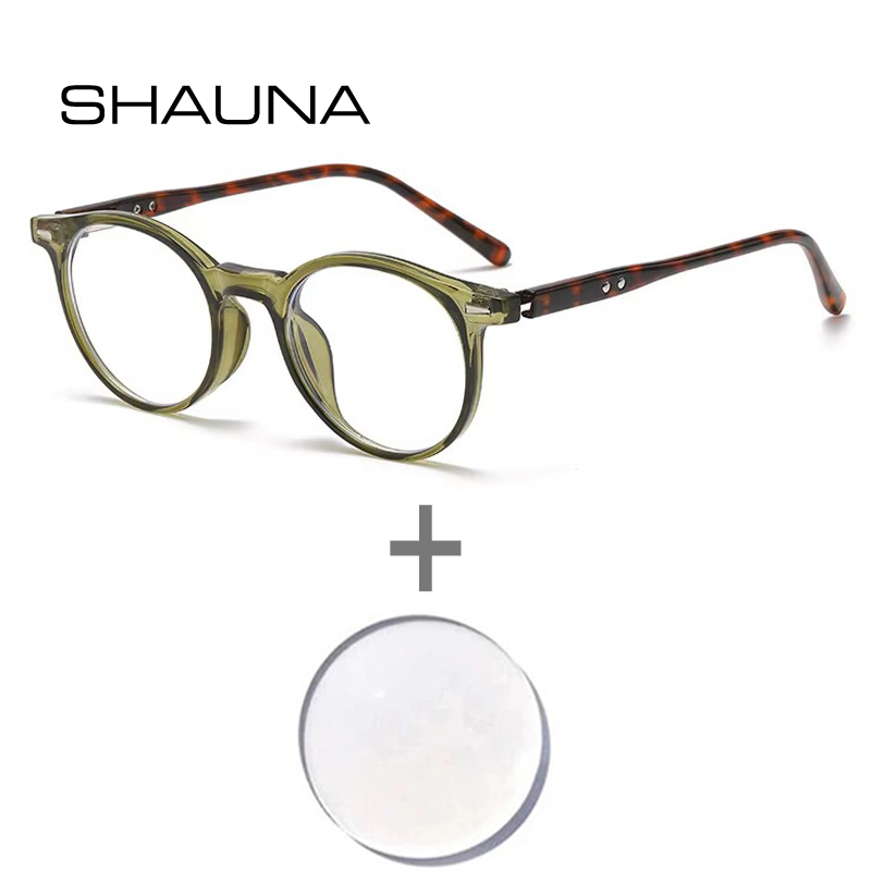Mens Fashion Reading Glasses - SHAUNA Retro Perçinler Yuvarlak Punk TR90