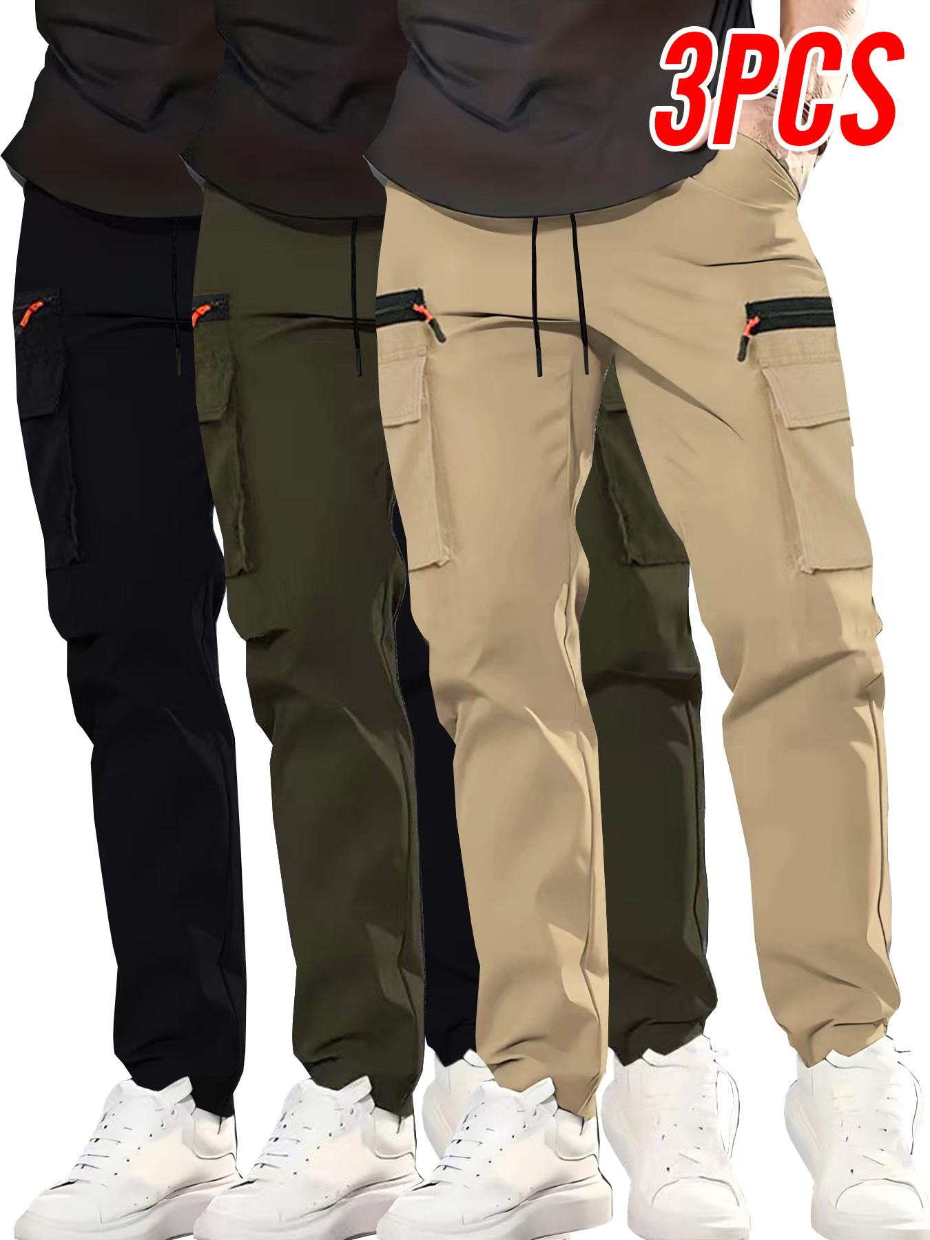 3'lü Paket Erkek Yeni Çok Cepl - Cargo Jogger Pants incelemesi ve fiyatı