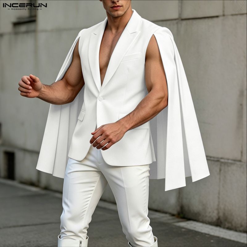 INCERUN erkek Düzensiz Blazer  - Mens Fashion Poncho incelemesi ve fiyatı