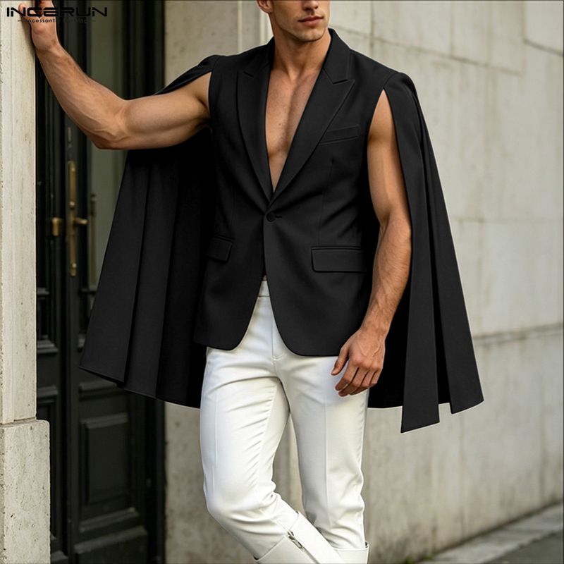 INCERUN erkek Düzensiz Blazer  - Mens Fashion Poncho incelemesi ve fiyatı