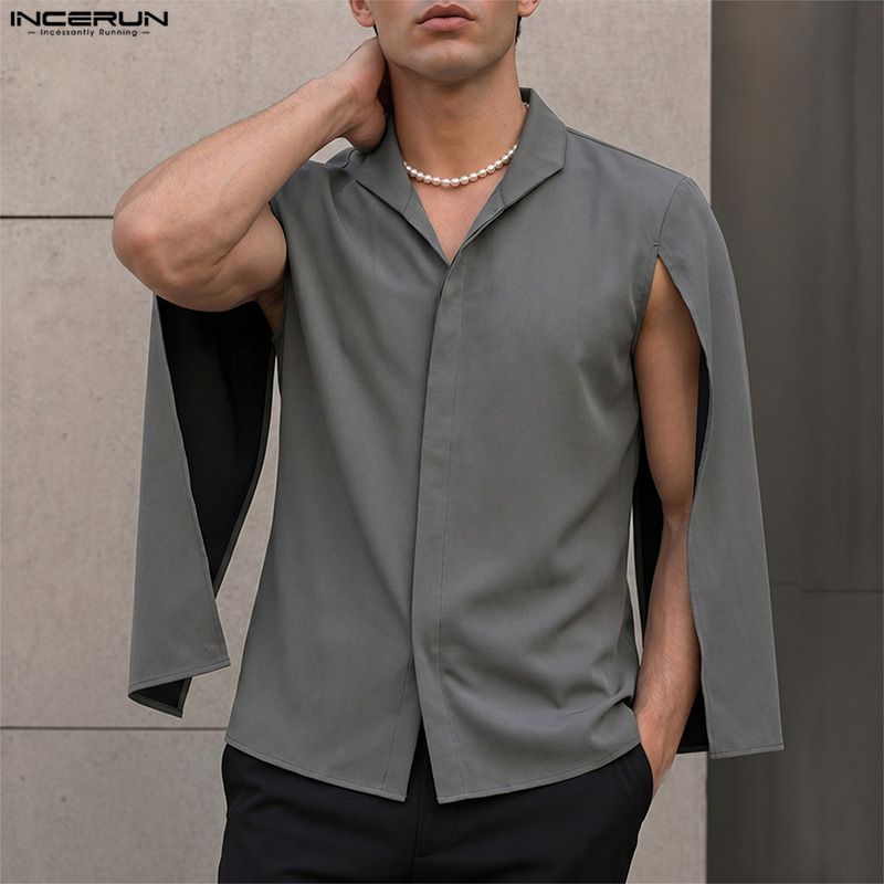 INCERUN erkek gömleği düz renk - Mens Fashion Poncho incelemesi ve fiyatı