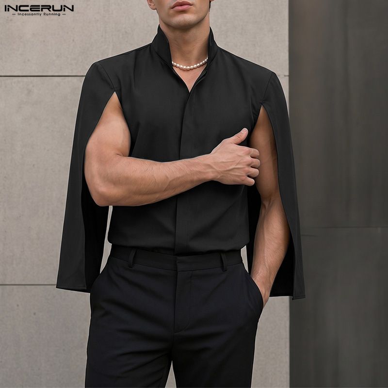 INCERUN erkek gömleği düz renk - Mens Fashion Poncho incelemesi ve fiyatı